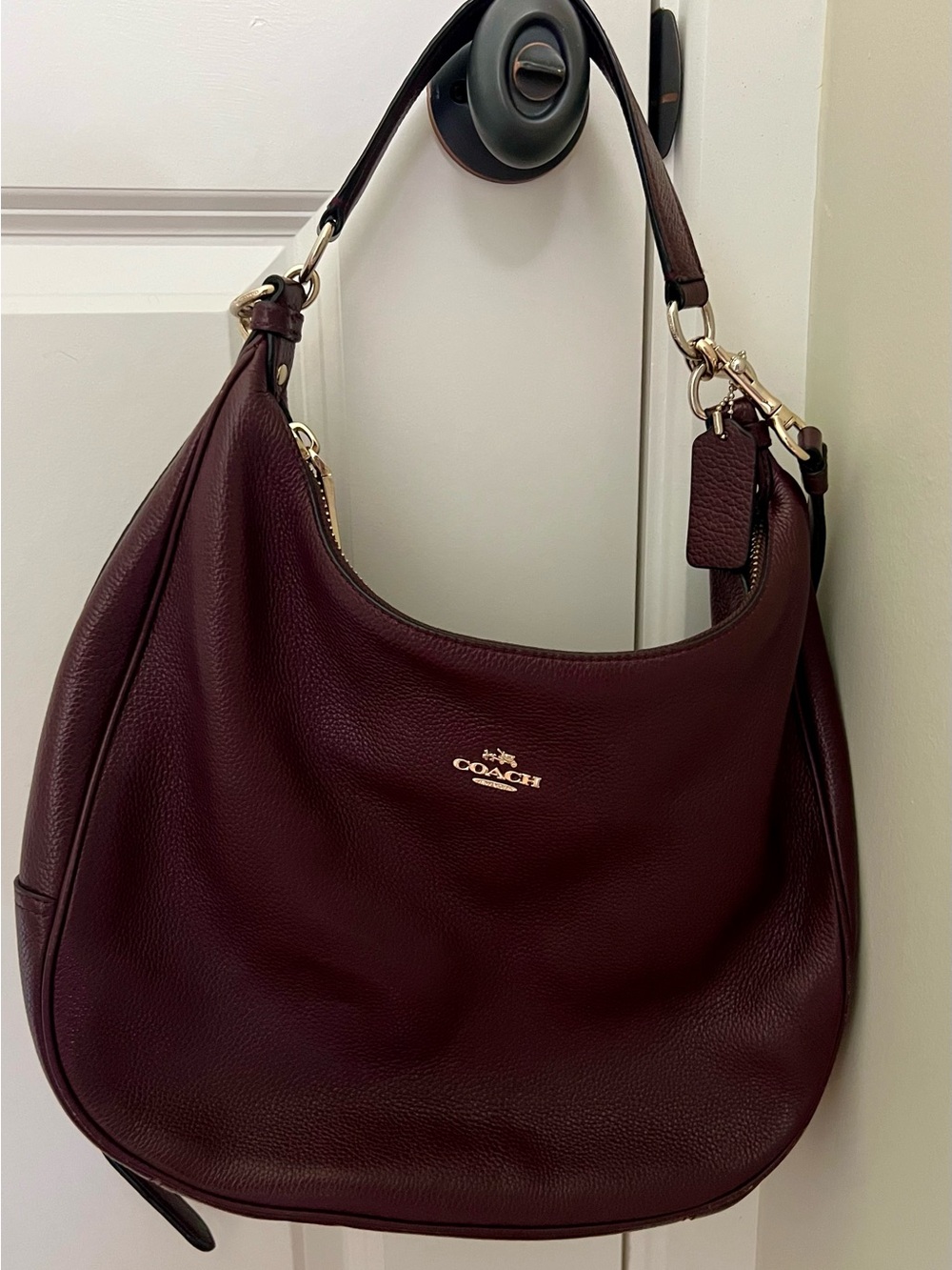 Coach Pebbled Leather Shoulder Bag in Burgundy/Oxblood